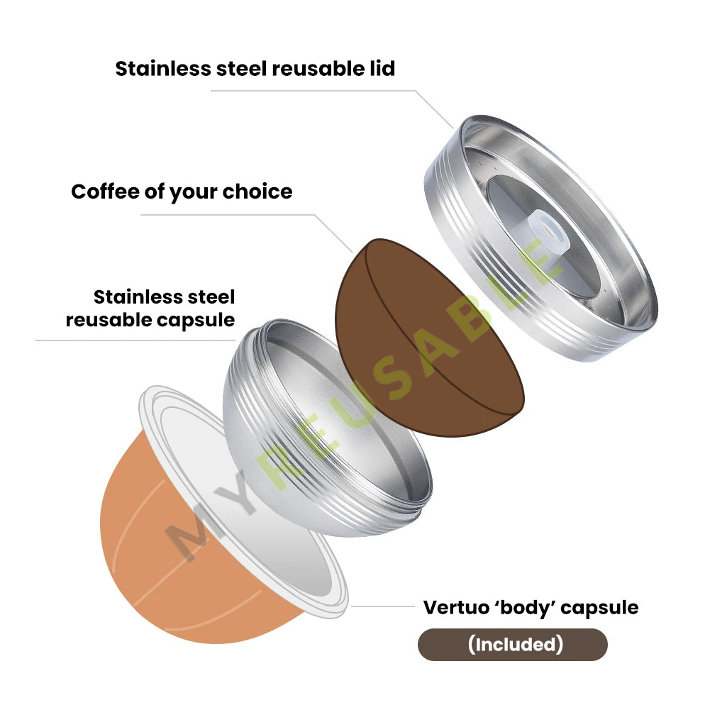 MYREUSABLE™ Reusable Capsule Compatible with Nespresso® Vertuo Plus Machines